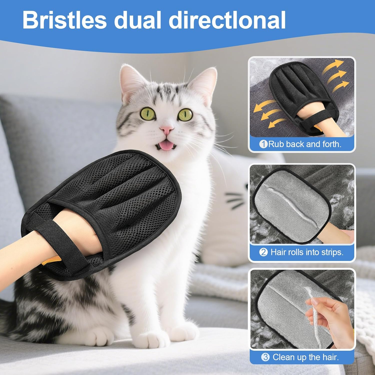 Premium Five-Finger Electrostatic Pet Hair Removal Glove for Cats and Dogs - Reusable Magic Brush Tool for Efficient Cleanup on Laundry, Furniture, Carpets, and Car Seats